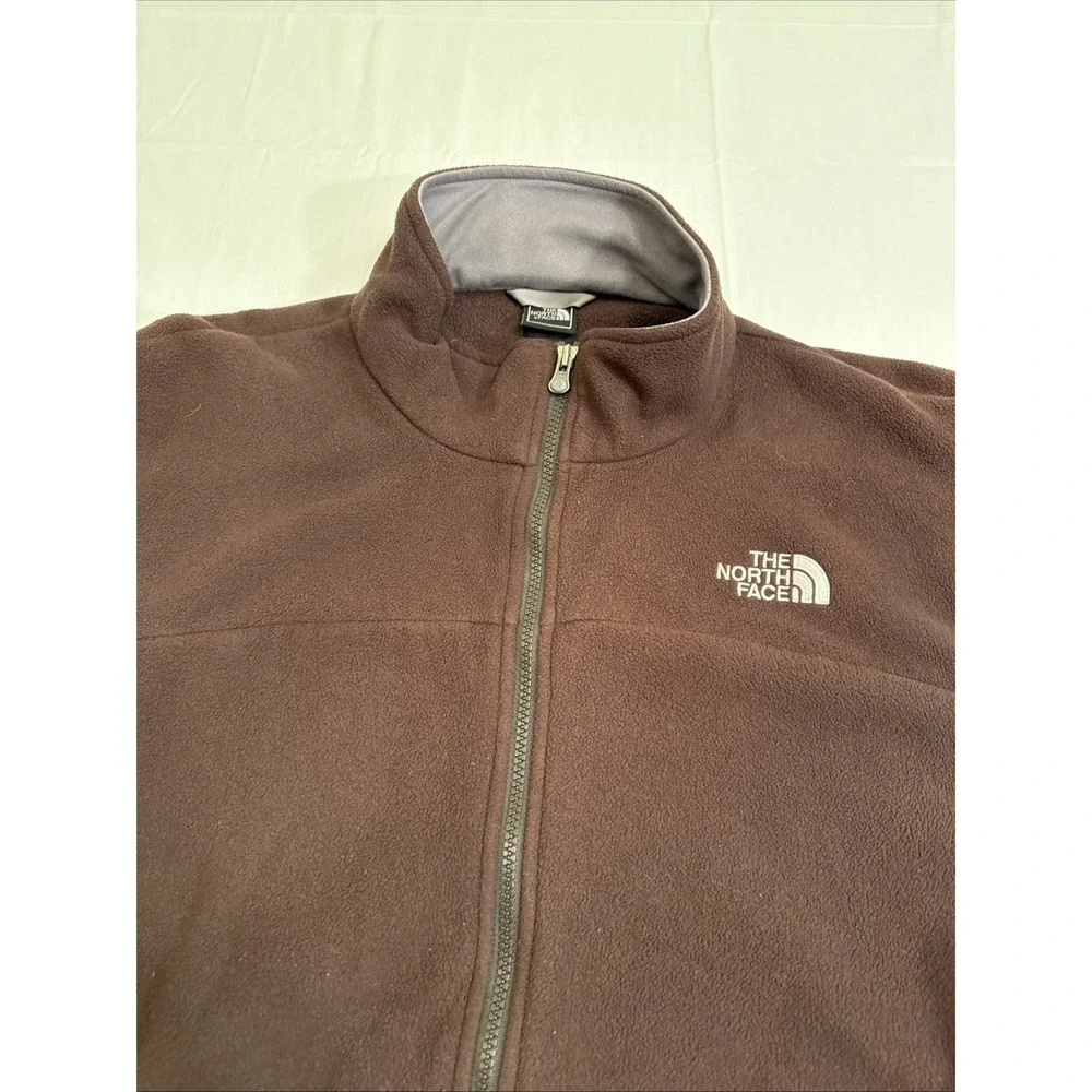 JACKET North Face MENS XL Full Zip Fleece Jacket BROWN/GRAY TRIM Comfort 721509‎